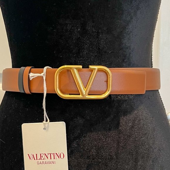 New Valentino Garavani V Logo Reversible Leather Belt - Size 95 cm, Retail $590 main image 6